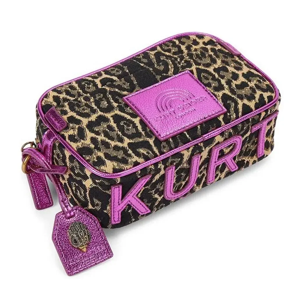 Kurt Geiger London Southbank Leopard Metallic Small Camera Crossbody Bag